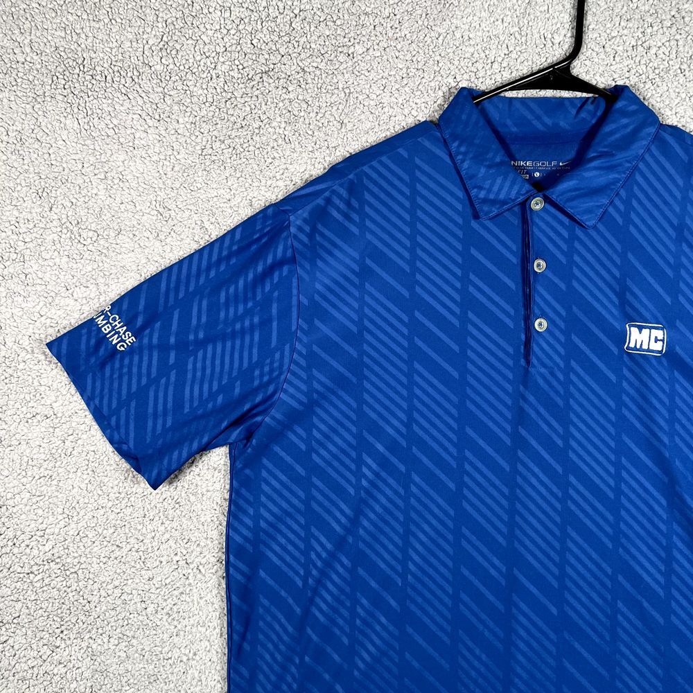 Nike Polo Shirt Mens Large Blue Active Golf Short Sleeve Performance Stretch - Picture 4 of 16